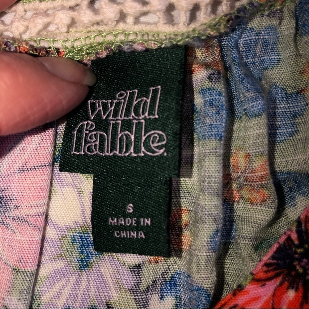 Wild Fable Floral Print Jumper Style Sundress Size Small Crochet Cottage Prairie - Picture 4 of 10